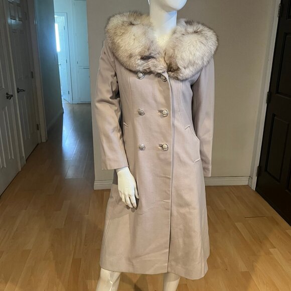 60'S LORENDALE WOOL RABBIT FUR TRIM COAT SOLD BY STIX BAER & FULLER SZ S SMALL - Picture 1 of 7